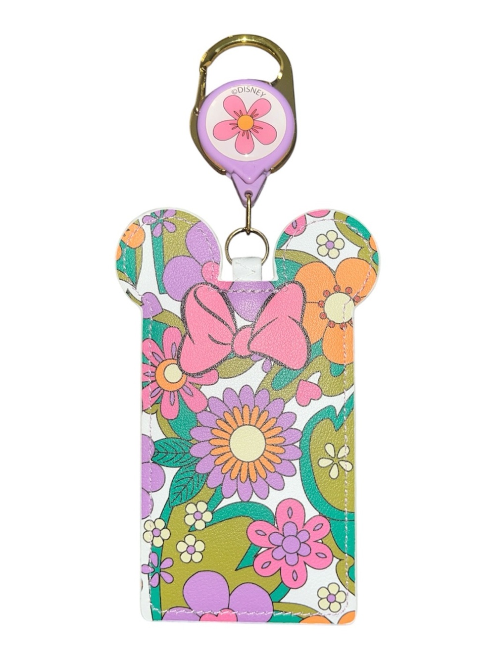 Loungefly Disney Floral Minnie Ear Badge Holder with Retractable Clip